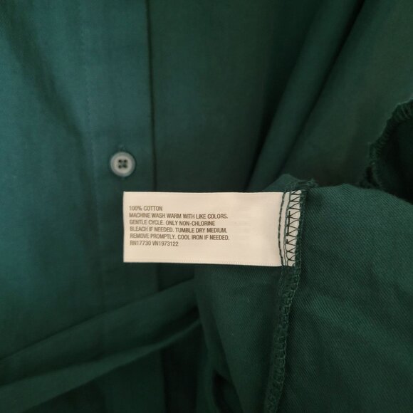 Teal Green Long Sleeve Button Down Shirt Dress With Waist Tie 3X - Picture 8 of 10